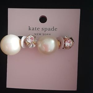 𝅺Kate Spade Dainty Sparkler Cream Pearl Reversible Stud Earrings New